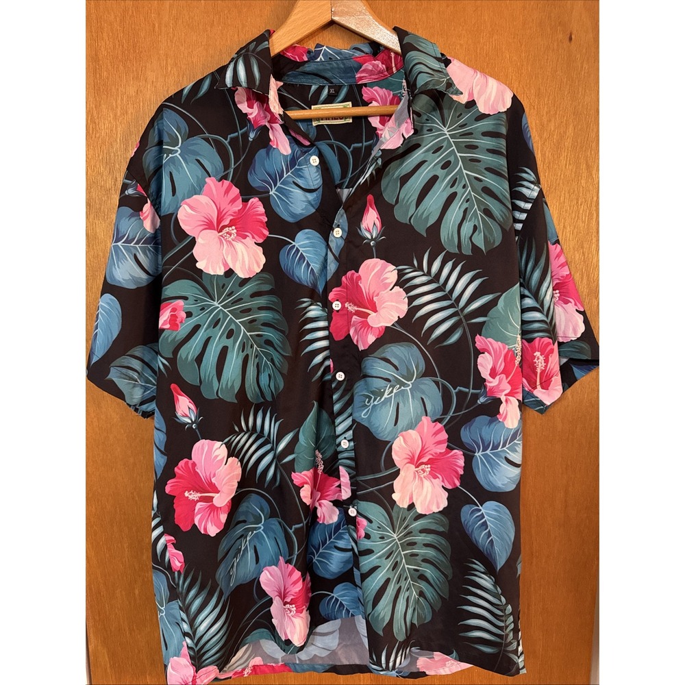 Yikes Tropical Shirt Mens XL Button Up Collared Short Sleeve